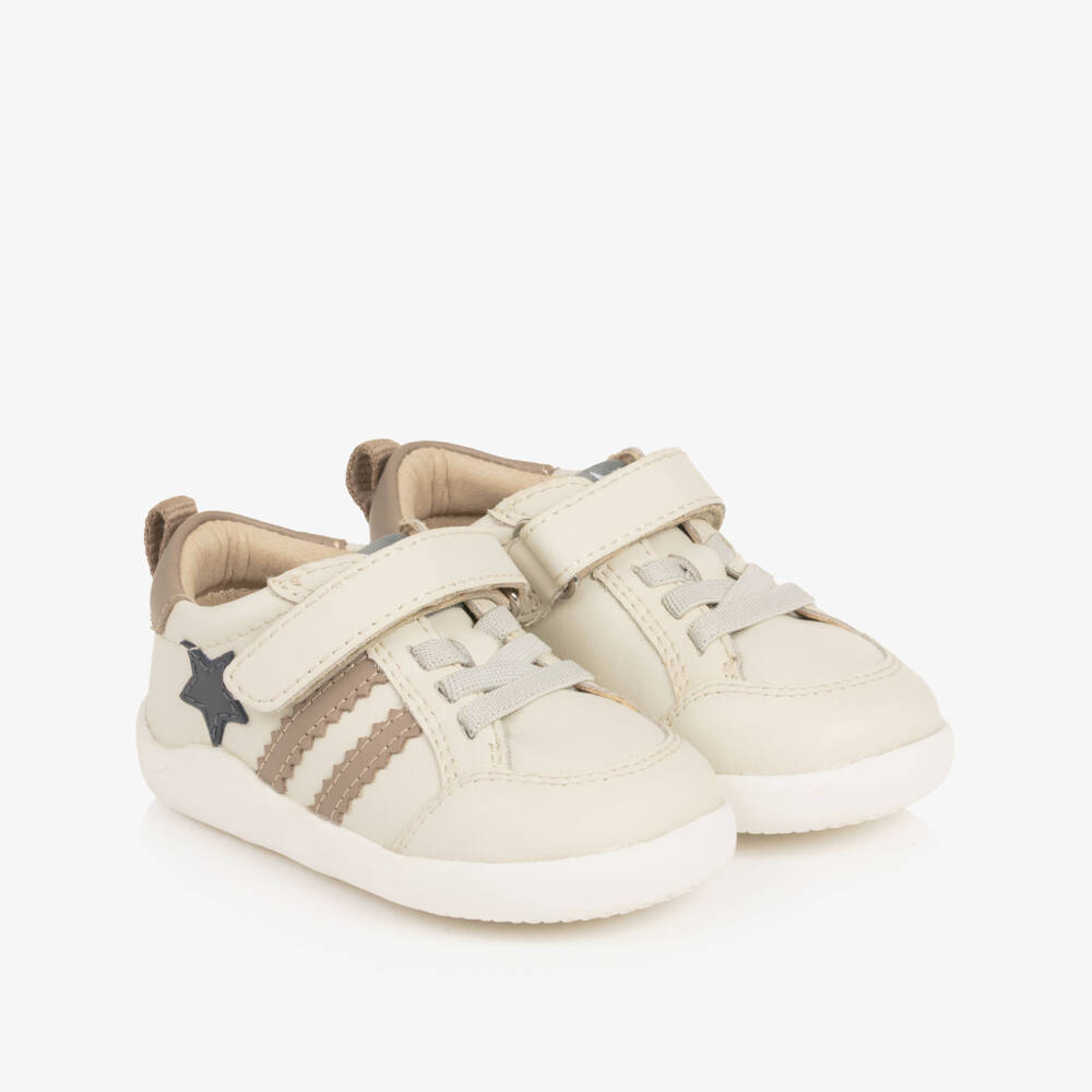 Old Soles-Light Beige Leather First Walker Trainers | Childrensalon