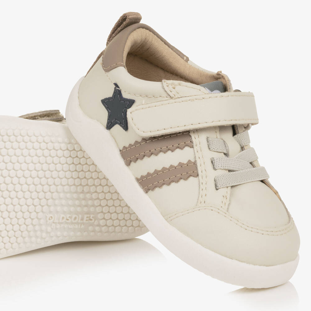 Old Soles-Light Beige Leather First Walker Trainers | Childrensalon