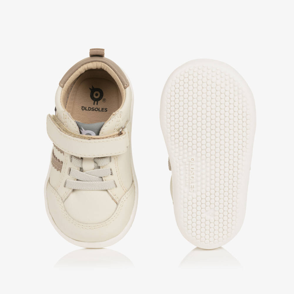 Old Soles-Light Beige Leather First Walker Trainers | Childrensalon