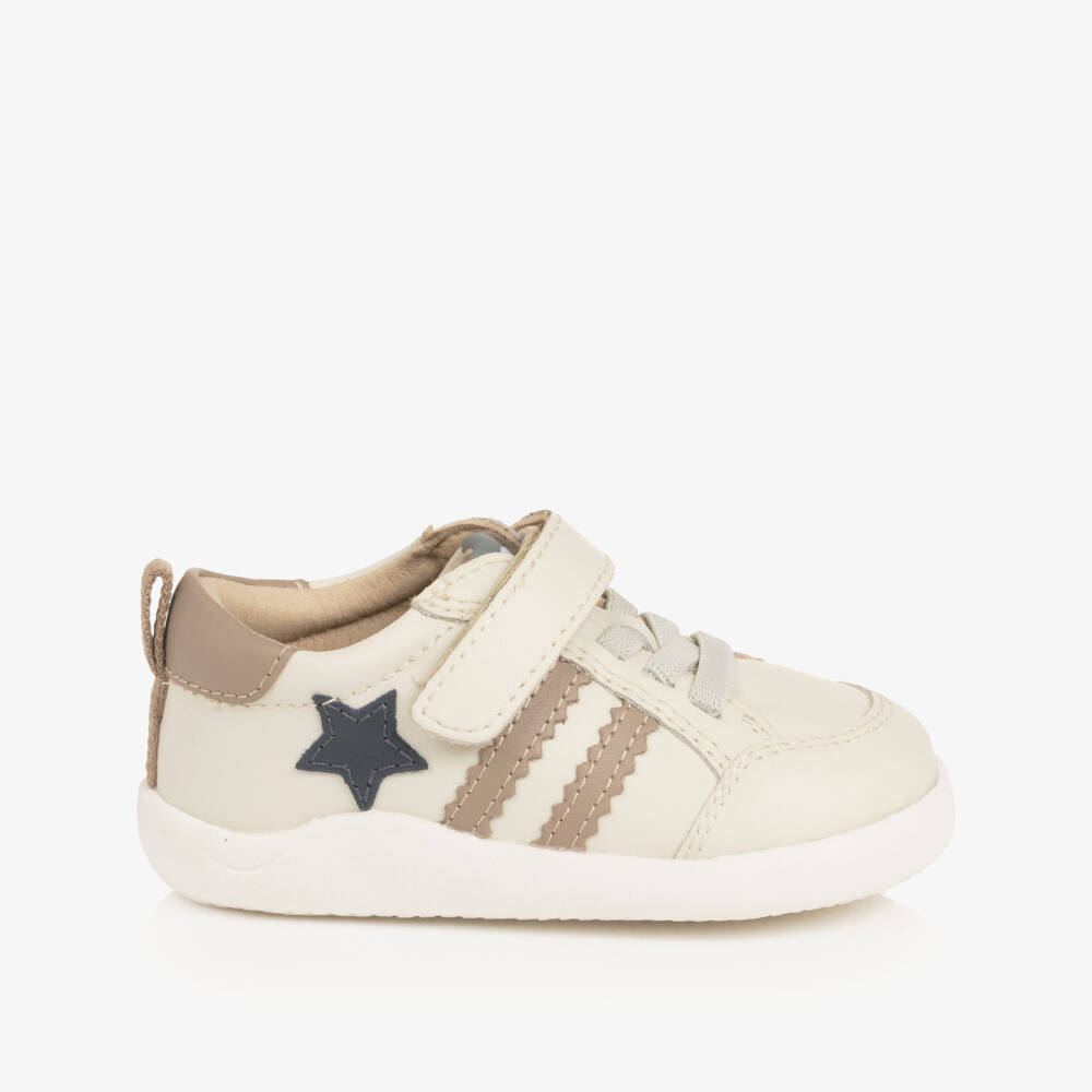 Old Soles-Light Beige Leather First Walker Trainers | Childrensalon