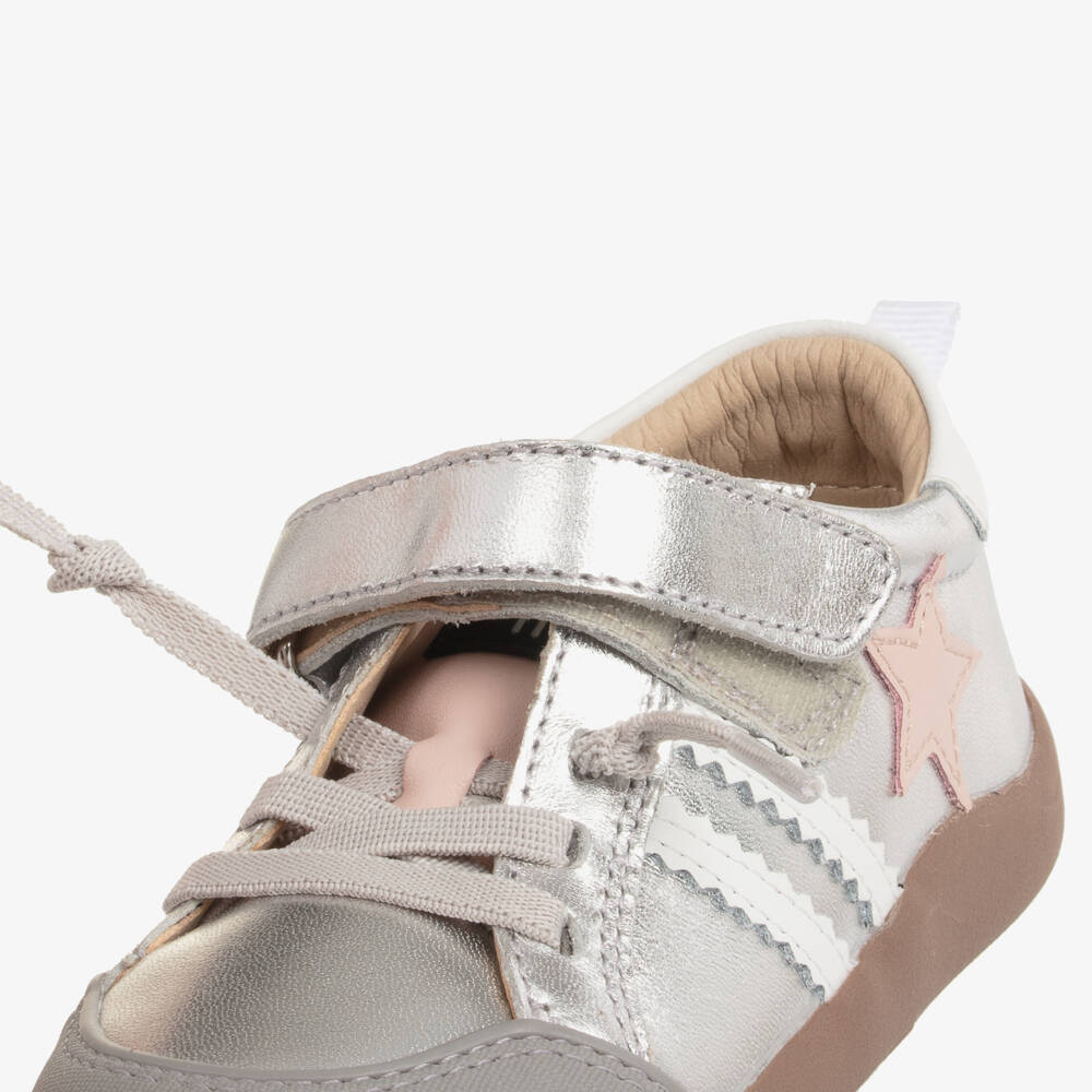 Old Soles-Кроссовки кожаные цвета серебристый металлик со звездой | Childrensalon
