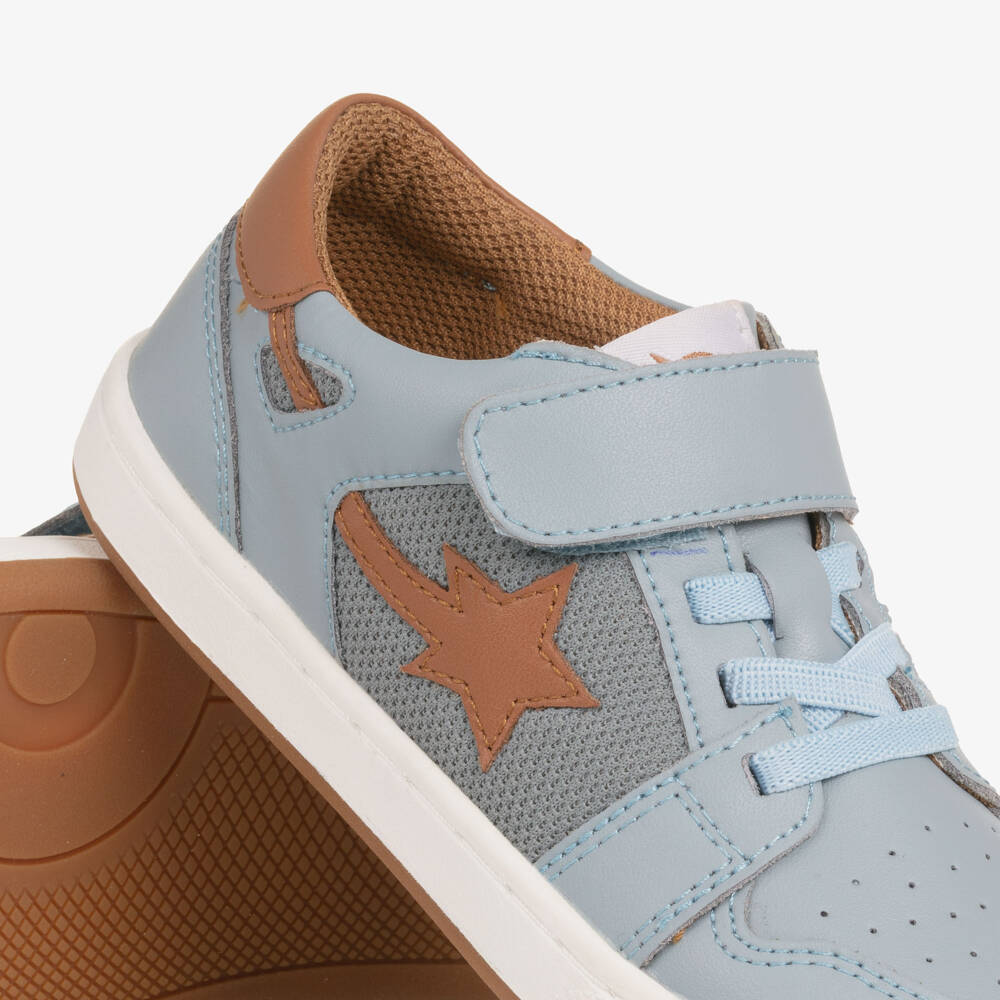 Old Soles-Pale Blue & Brown Leather Trainers | Childrensalon