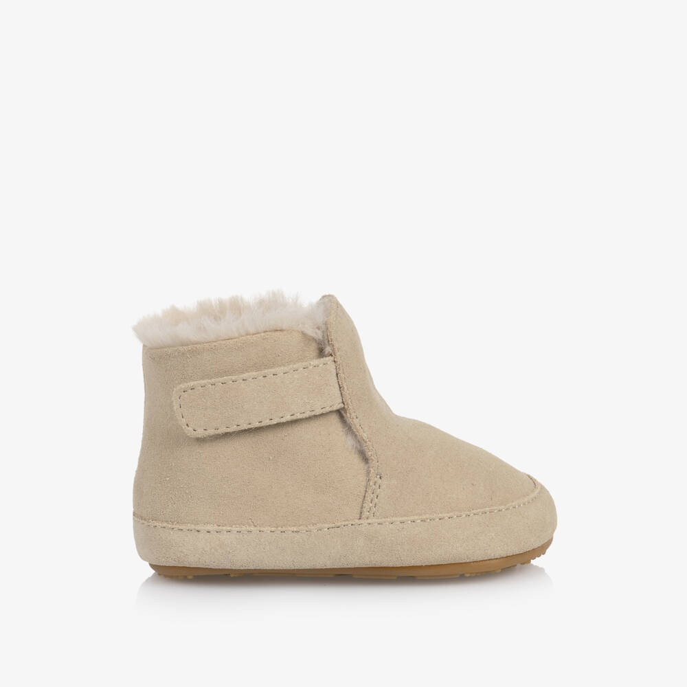 Old Soles-Sandy Beige Suede First Walker Booties | Childrensalon
