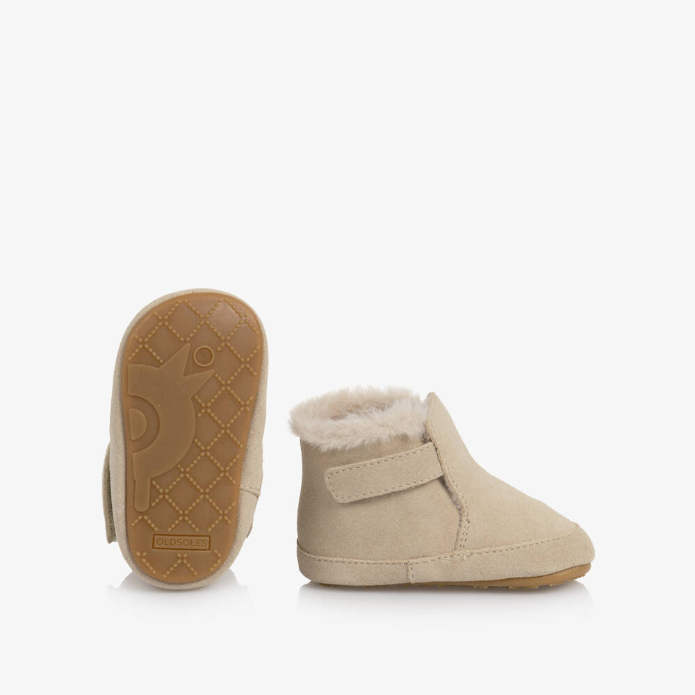 Old Soles-Sandy Beige Suede First Walker Booties | Childrensalon