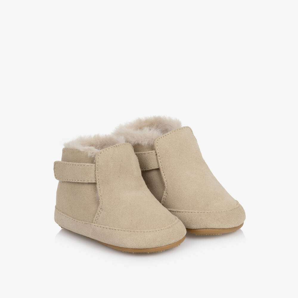 Old Soles-Sandy Beige Suede First Walker Booties | Childrensalon