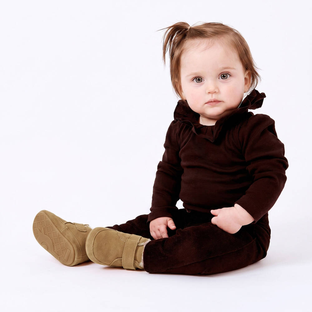 Old Soles-Tan Brown Suede First Walker Booties | Childrensalon