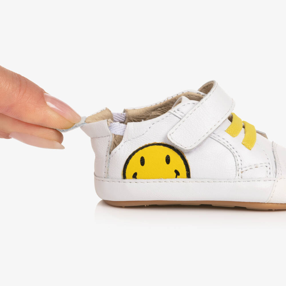 Old Soles-حذاء رياضي جلد لمرحلة قبل المشي لون أبيض وأصفر | Childrensalon