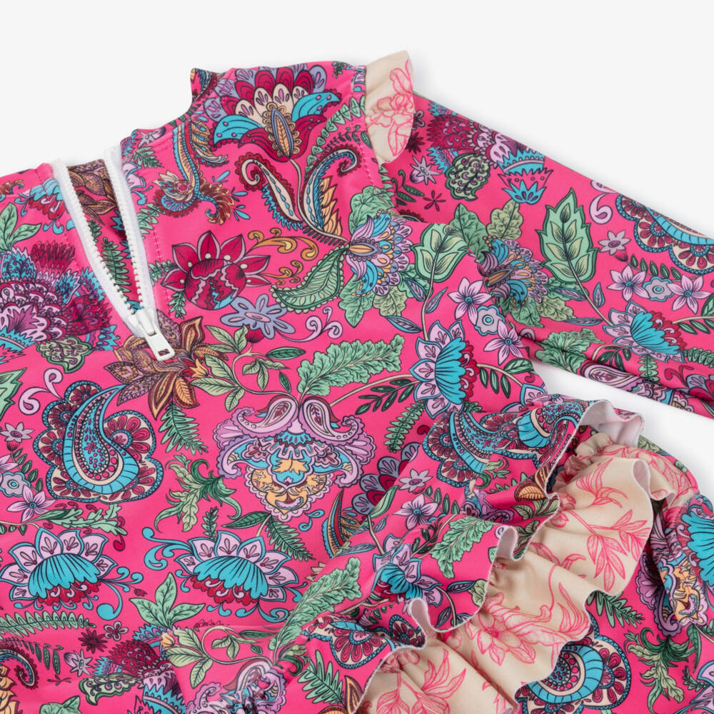 Olga Valentine-Baby Girls Pink Paisley Print Tankini (UPF50+) | Childrensalon