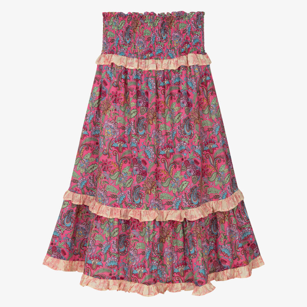 Olga Valentine-فستان قطن بطبعة بيزلي لون زهري فوشيا للبنات | Childrensalon