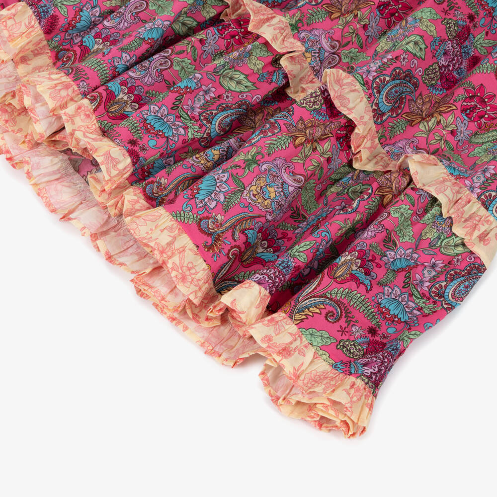 Olga Valentine-فستان قطن بطبعة بيزلي لون زهري فوشيا للبنات | Childrensalon