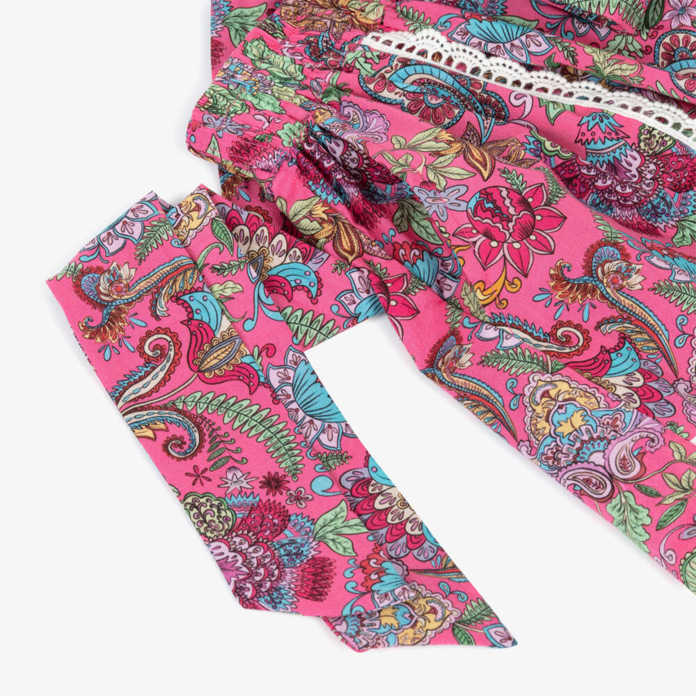 Olga Valentine-شورت قطن بطبعة بيزلي لون زهري فوشيا للبنات | Childrensalon