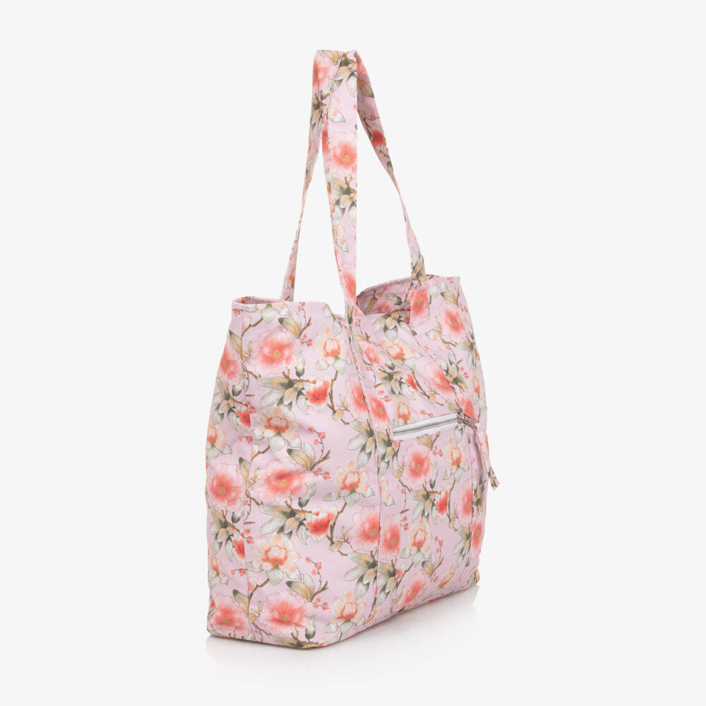 Olga Valentine-Girls Pink Floral Print Tote Bag (48cm) | Childrensalon