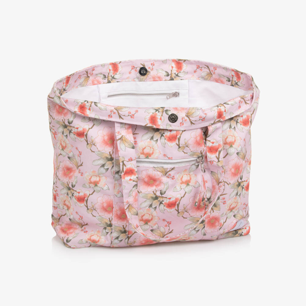 Olga Valentine-Girls Pink Floral Print Tote Bag (48cm) | Childrensalon