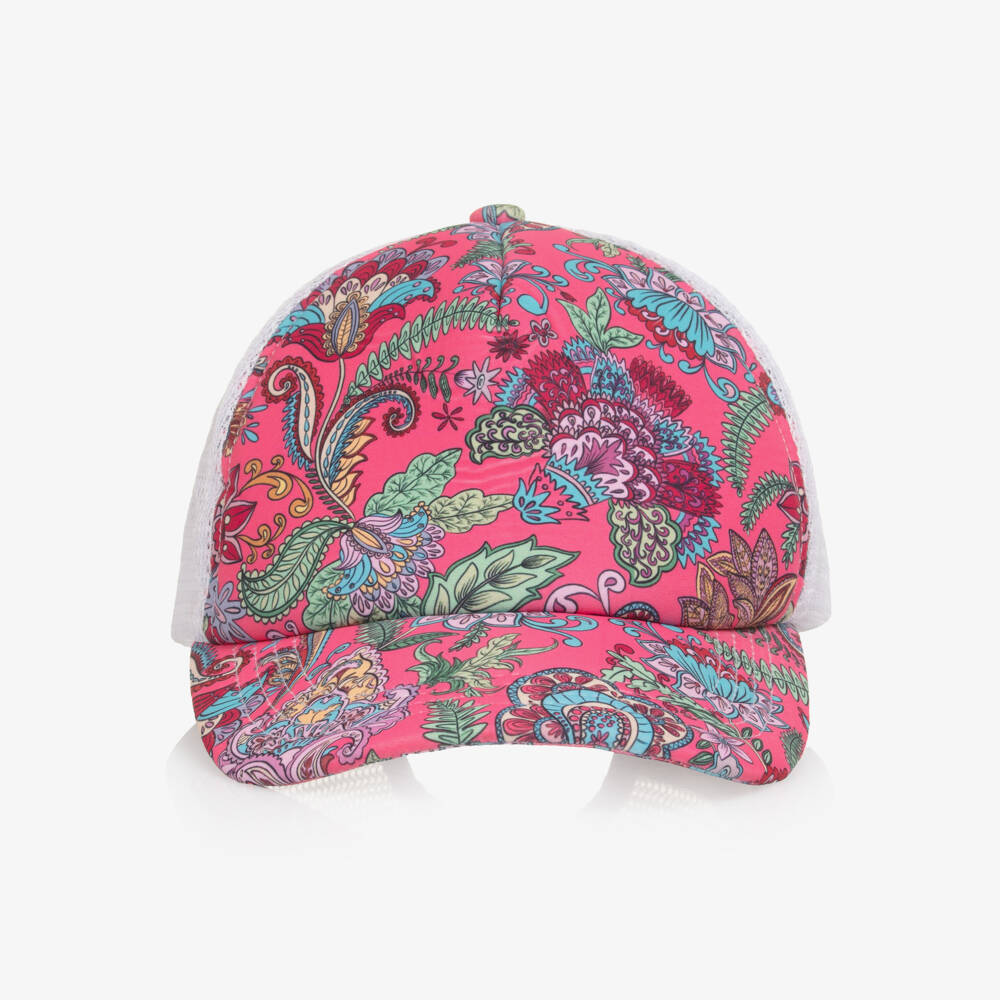 Olga Valentine-Girls Pink Paisley Floral Print Cap | Childrensalon