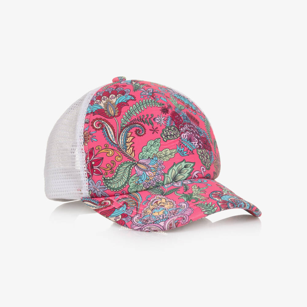 Olga Valentine-Girls Pink Paisley Floral Print Cap | Childrensalon