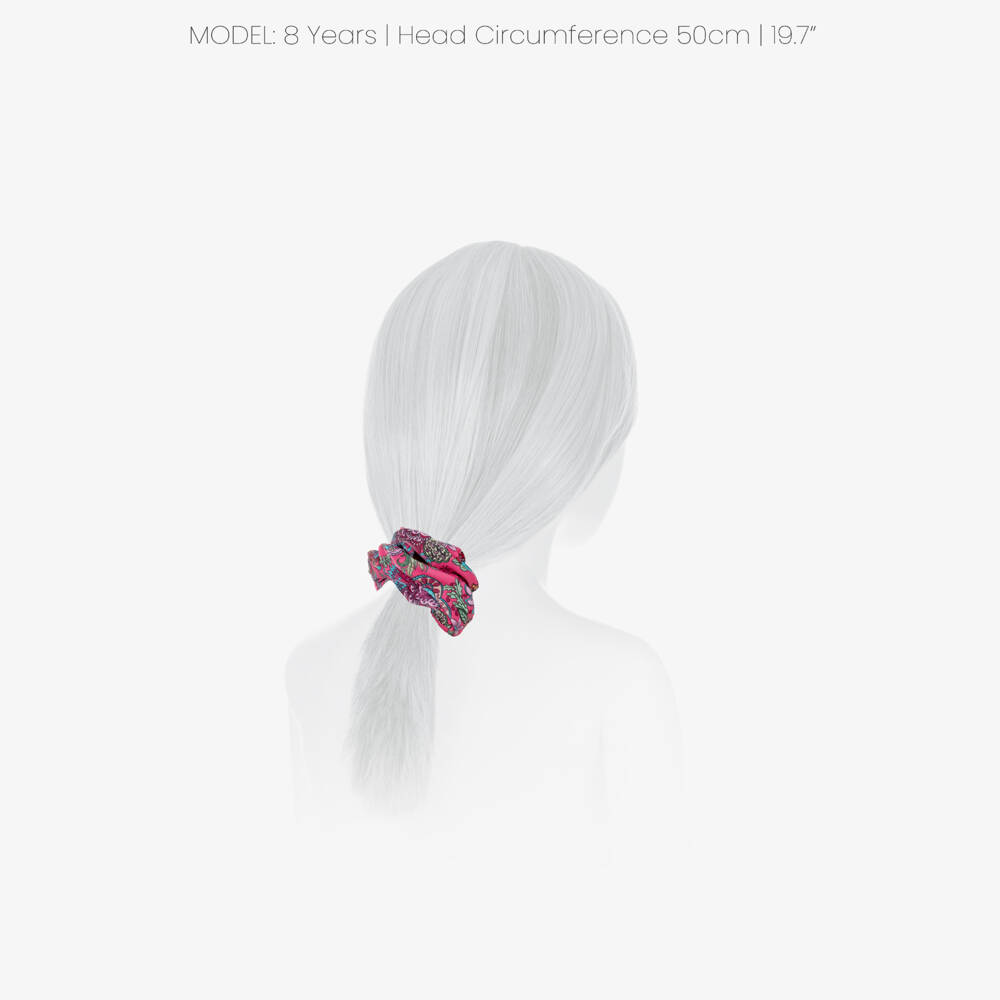 Olga Valentine-Girls Pink Paisley & Ivory Floral Hair Scrunchies (2 Pack) | Childrensalon