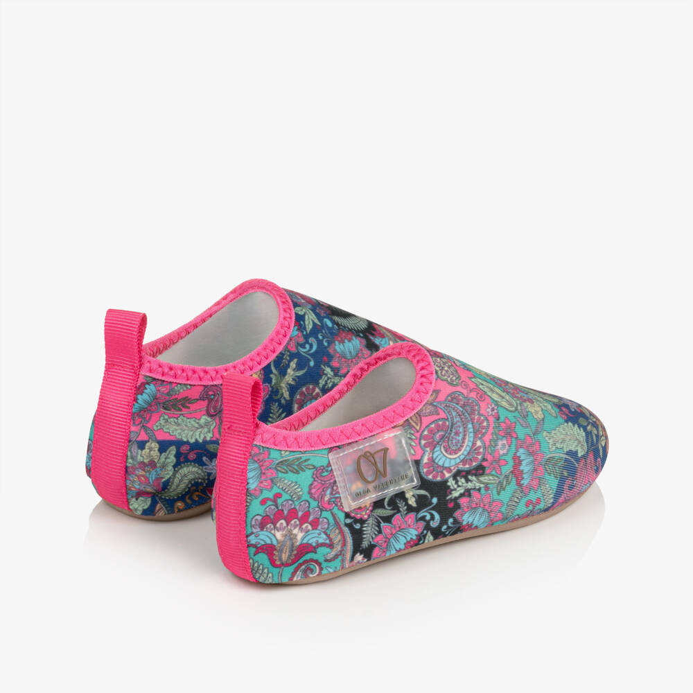 Olga Valentine-Girls Pink Paisley Print Aqua Shoes | Childrensalon