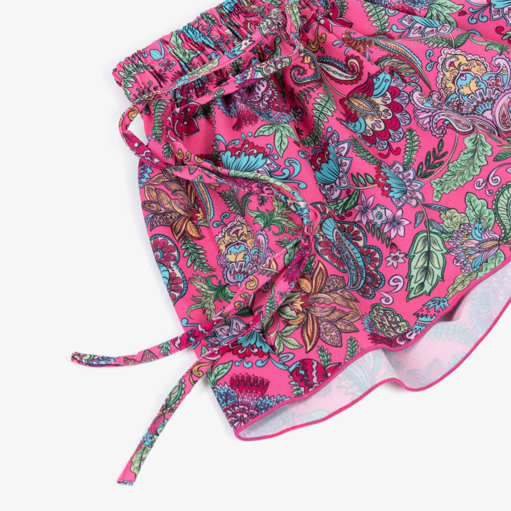 Olga Valentine-شورت بحر بطبعة بيزلي لون زهري للبنات (UPF50+) | Childrensalon