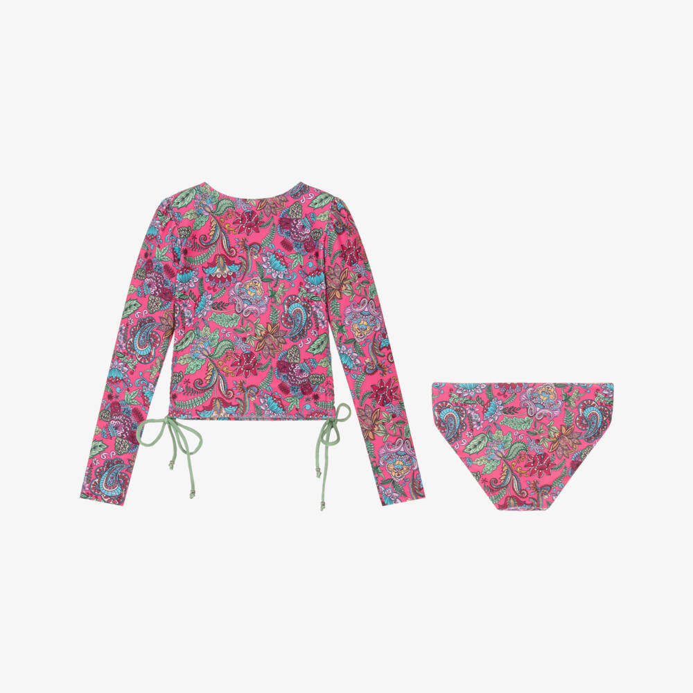 Olga Valentine-Girls Pink Paisley Print Tankini (UPF50+) | Childrensalon