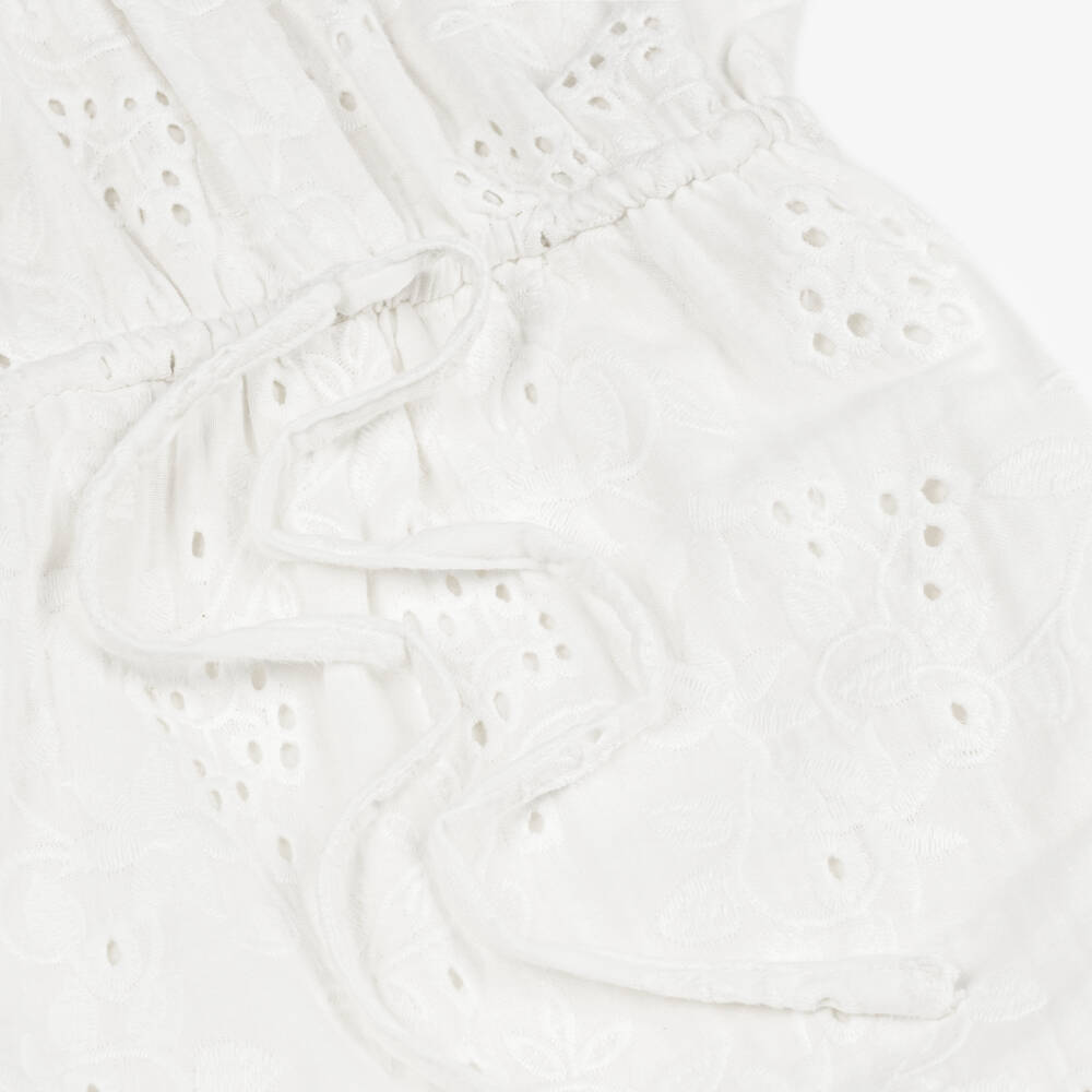 Olga Valentine-فستان برودري انجليز قطن لون أبيض للبنات | Childrensalon