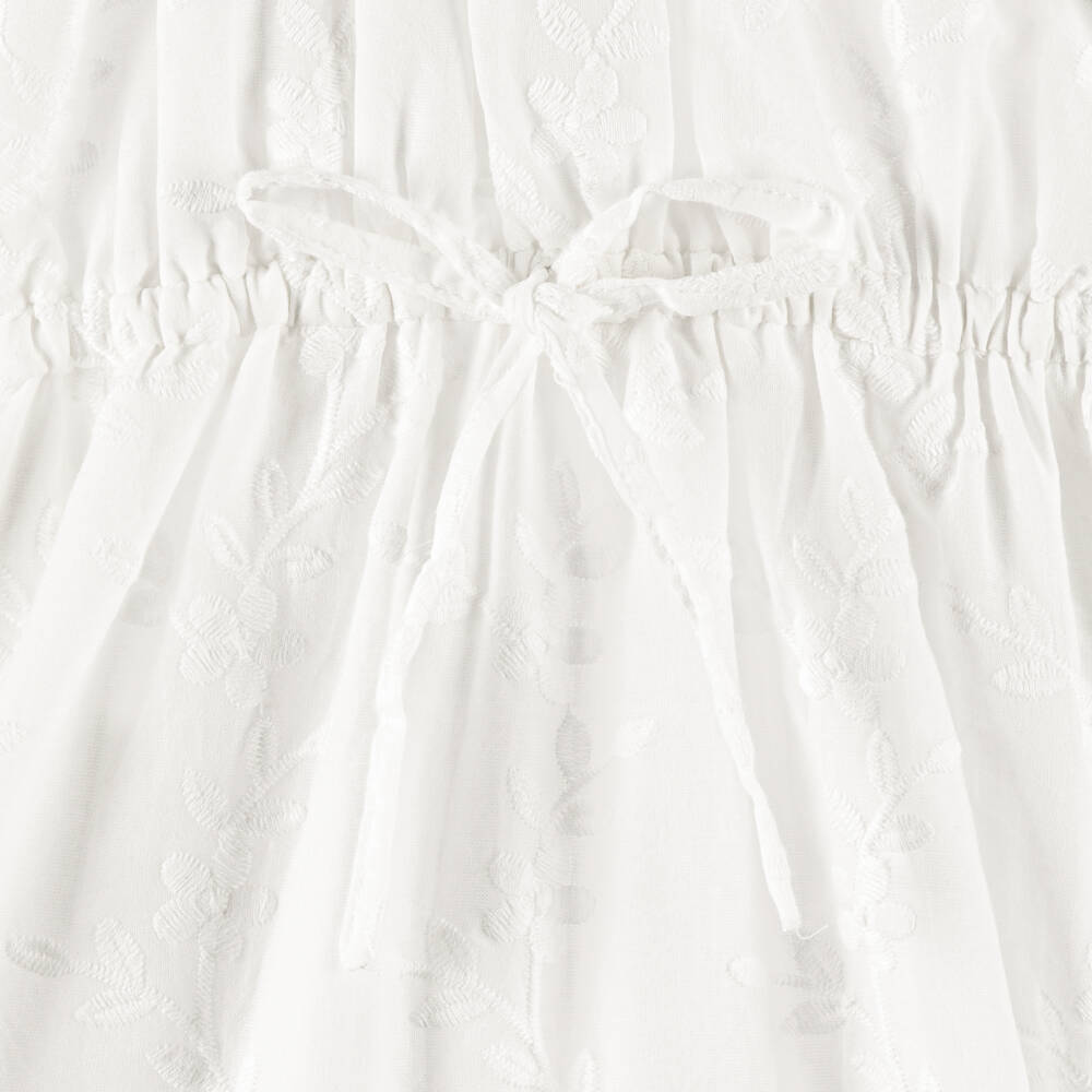 Olga Valentine-Girls White High-Low Dress with Floral Embroidery | Childrensalon