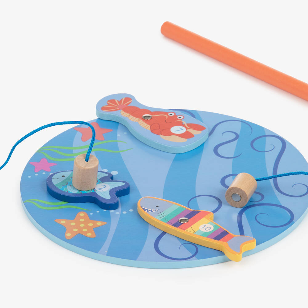 Orange Tree Toys-Blue Magnetic Wooden Fishing Game (18cm) | Childrensalon