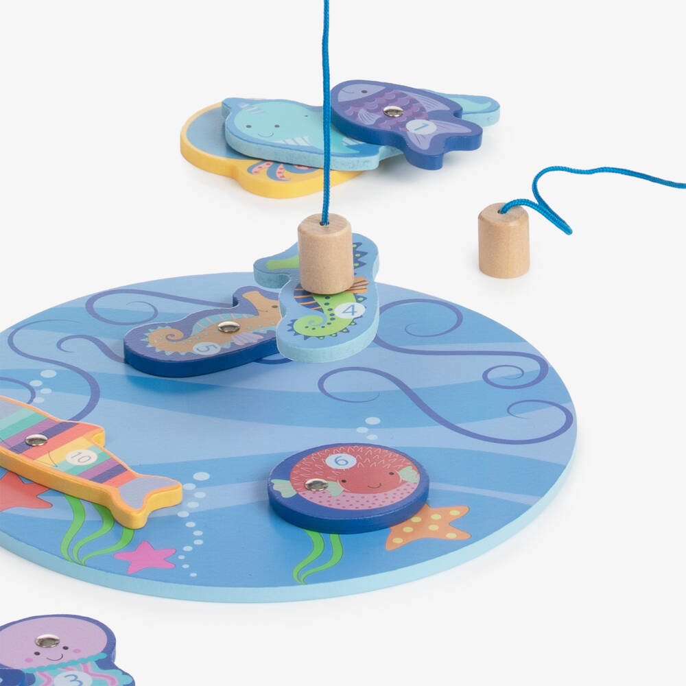 Orange Tree Toys-Blue Magnetic Wooden Fishing Game (18cm) | Childrensalon