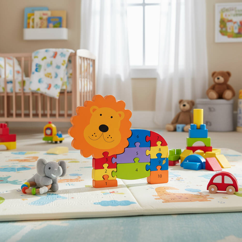 Orange Tree Toys-Colourful Lion Number Puzzle (24cm) | Childrensalon