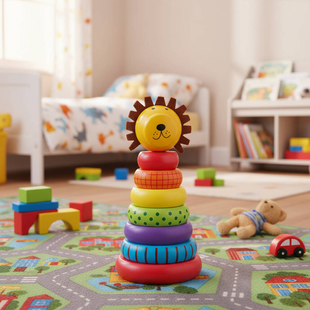 Orange Tree Toys-Colourful Lion Stacking Ring (20cm) | Childrensalon