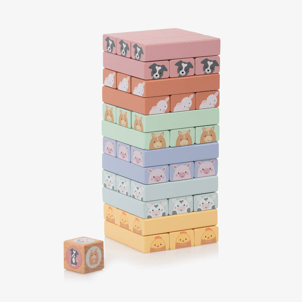 Orange Tree Toys-Farmyard Animals Tumbling Tower Game  | Childrensalon