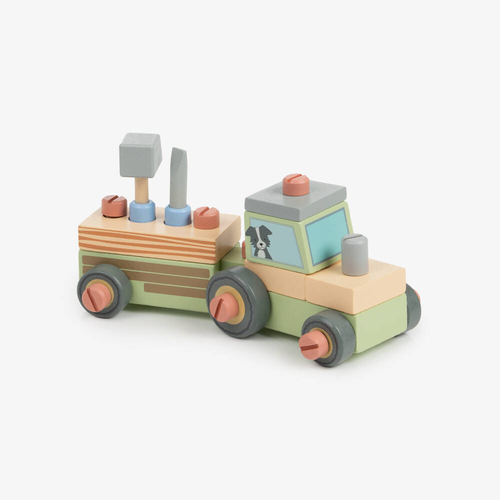 Orange Tree Toys-Green Wooden Buildable Tractor Toy (19cm) | Childrensalon