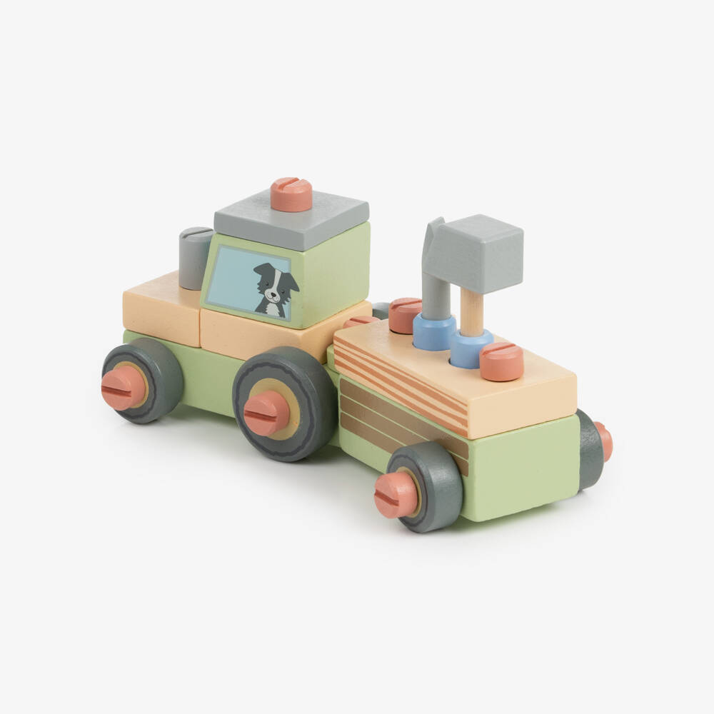 Orange Tree Toys-Green Wooden Buildable Tractor Toy (19cm) | Childrensalon