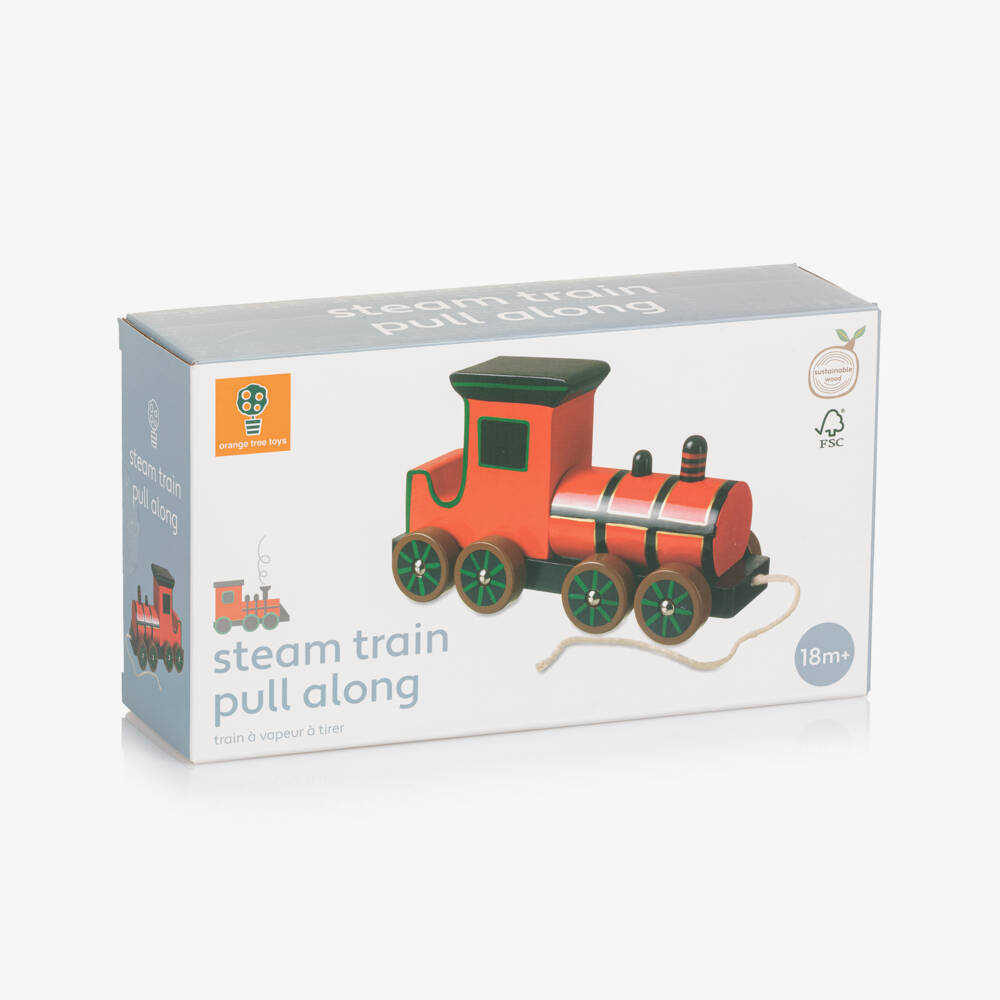 Orange Tree Toys-Red Steam Train Pull Along Toy (20cm) | Childrensalon