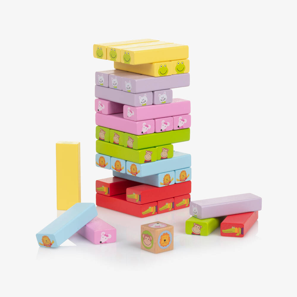 Orange Tree Toys-Wooden Animal Tumbling Tower Game (18cm) | Childrensalon