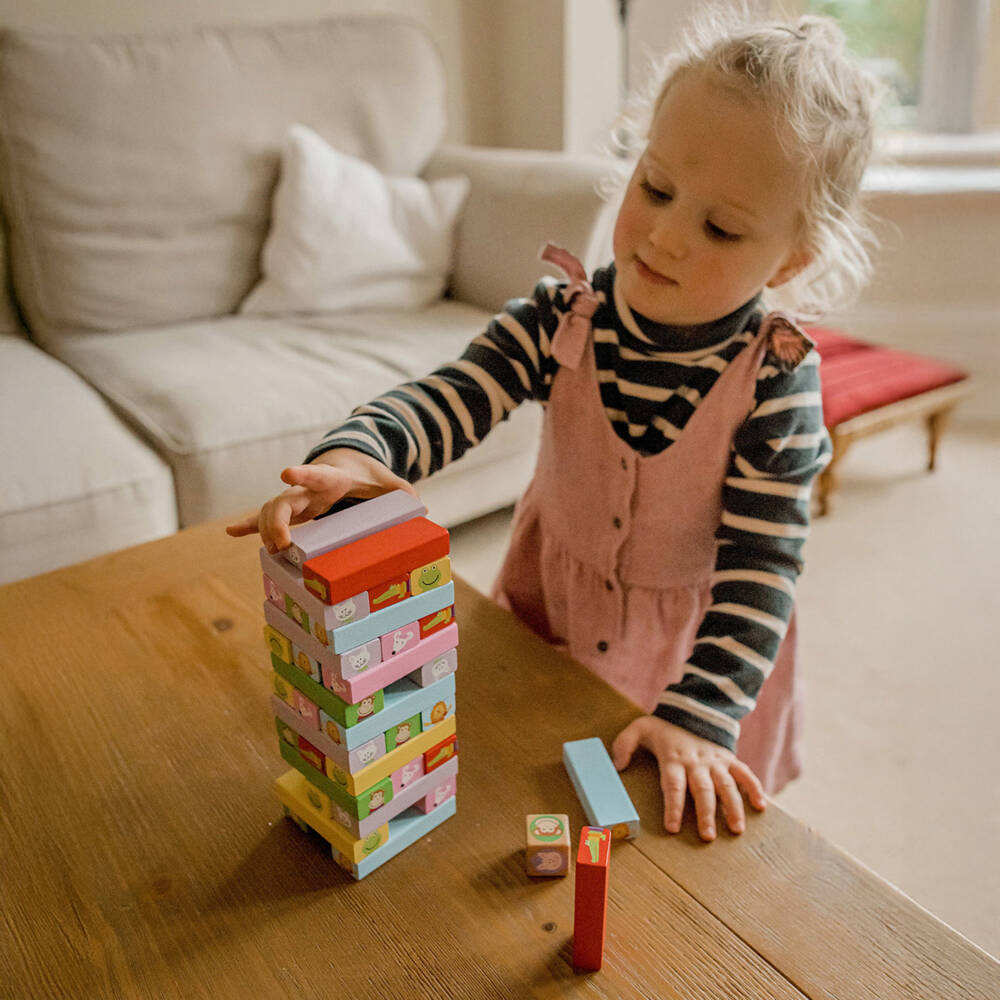 Orange Tree Toys-Wooden Animal Tumbling Tower Game (18cm) | Childrensalon