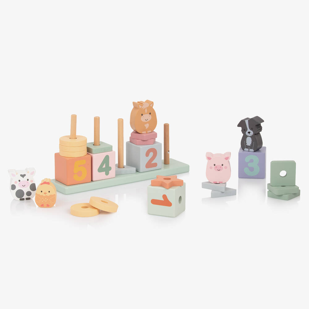 Orange Tree Toys-Wooden Farmyard Animal Counting Game (25cm) | Childrensalon
