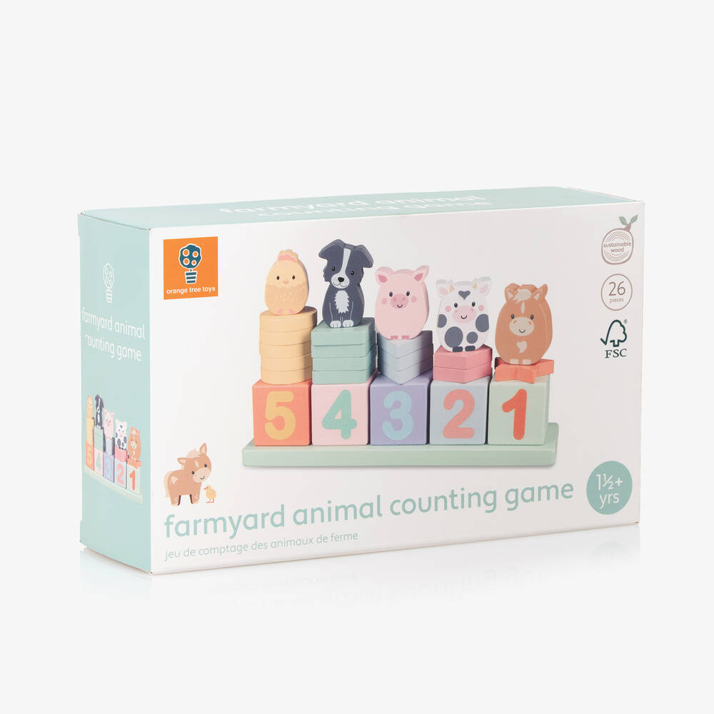 Orange Tree Toys-Wooden Farmyard Animal Counting Game (25cm) | Childrensalon