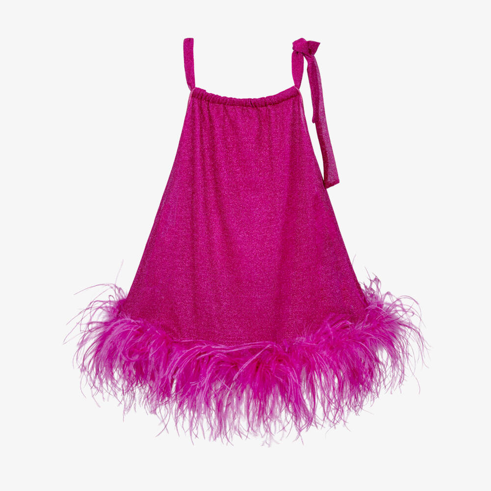 Oséree-فستان مزين بالريش لون فوشيا للبنات | Childrensalon