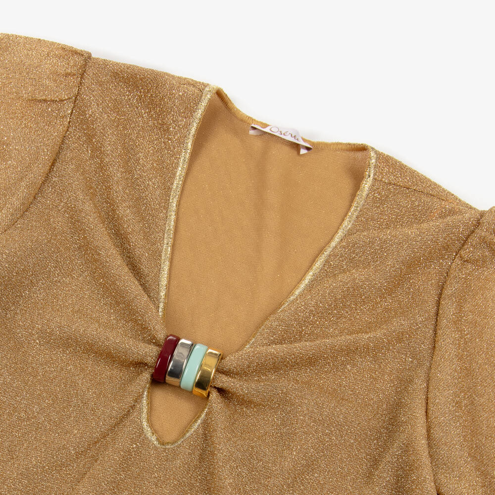 Oséree-Girls Gold Lumiére Kaftan Dress | Childrensalon