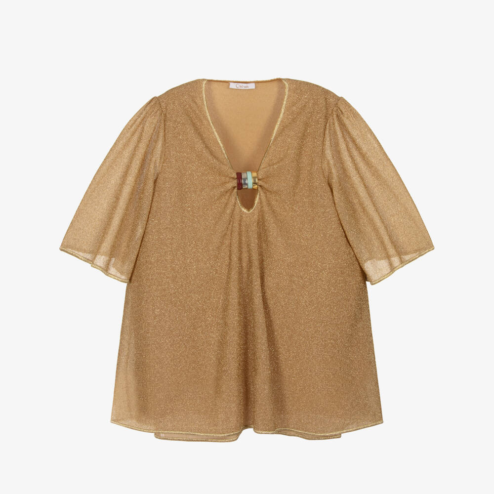 Oséree-Girls Gold Lumiére Kaftan Dress | Childrensalon