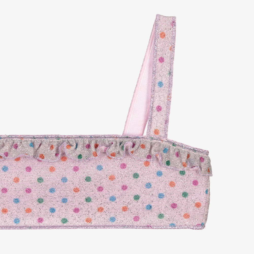 Oséree-Girls Lilac Pink Lumiére Rainbow Polka Dot Bikini | Childrensalon