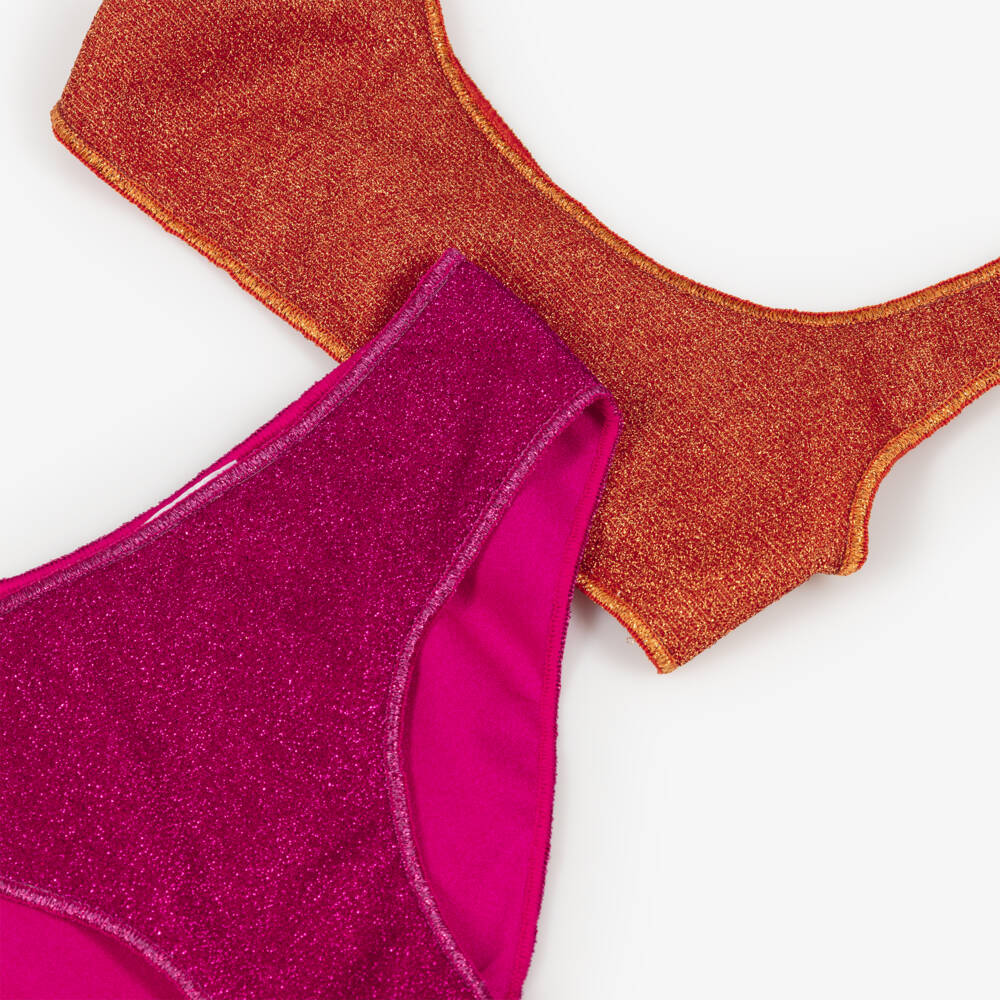Oséree-Girls Orange & Fuchsia Pink Lumiére Bikini | Childrensalon