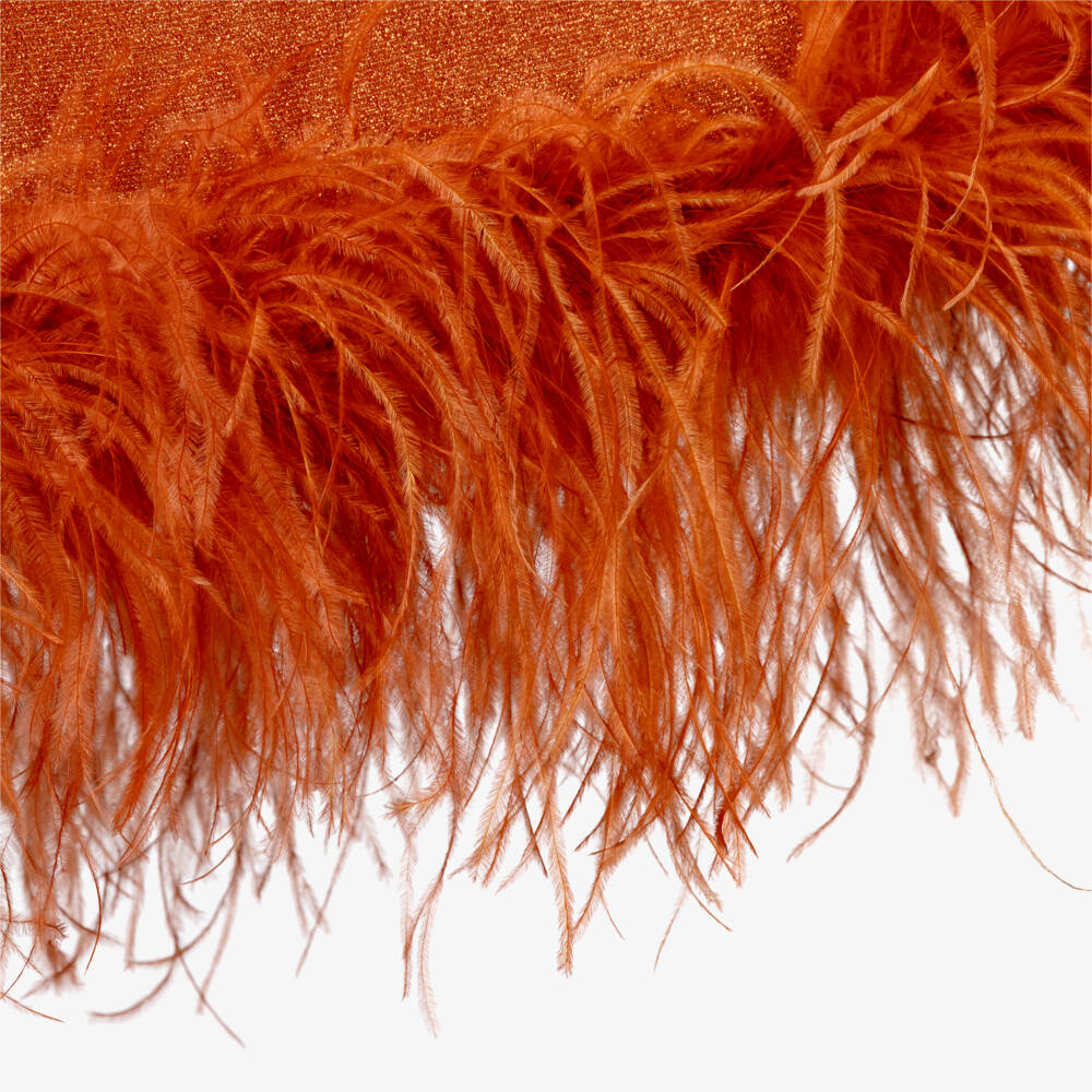 Oséree-فستان مزين بالريش لون برتقالي للبنات | Childrensalon