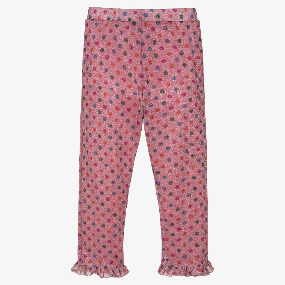 Oséree-Girls Pink Lumiére Rainbow Polka Dot Trousers | Childrensalon