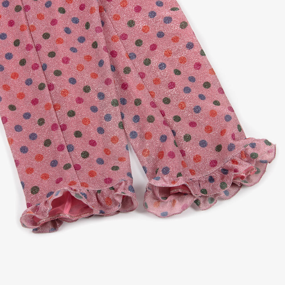 Oséree-Girls Pink Lumiére Rainbow Polka Dot Trousers | Childrensalon