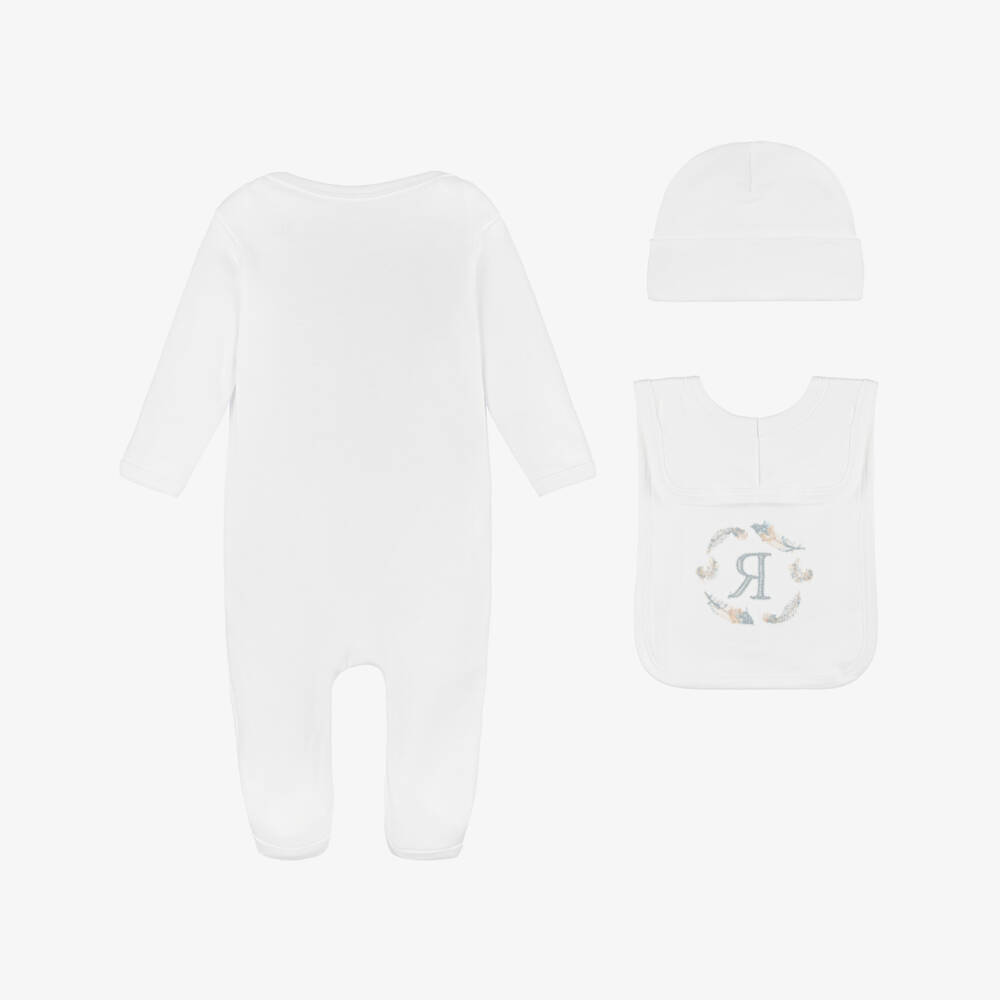 Paint My Dreams-White Feather Personalised Babysuit Gift Set | Childrensalon