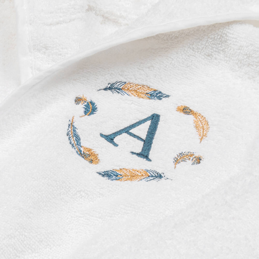 Paint My Dreams-روب حمام مخصص بالريش قطن لون أبيض للأطفال | Childrensalon