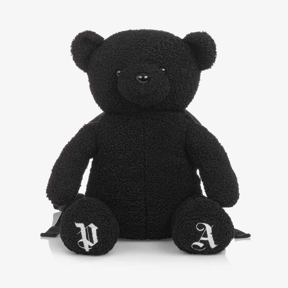 Palm Angels-Black Bouclé Bear Backpack (33cm) | Childrensalon