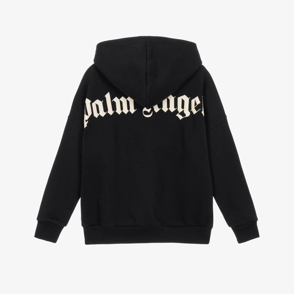Palm Angels-Black Cotton Hoodie for Boys with Logo Print | Childrensalon