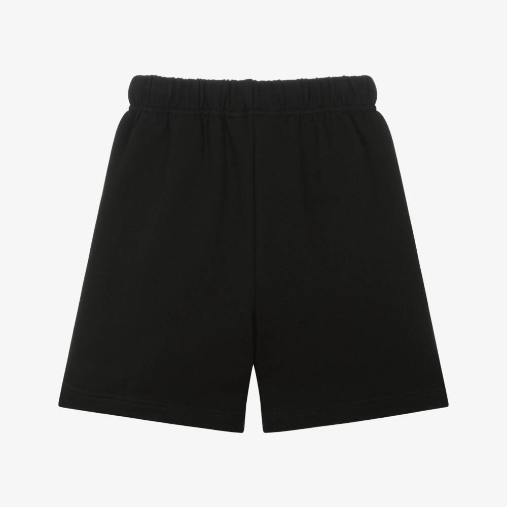 Palm Angels-Boys Black Cotton Jersey Shorts with Blurred Palm Tree Logo | Childrensalon